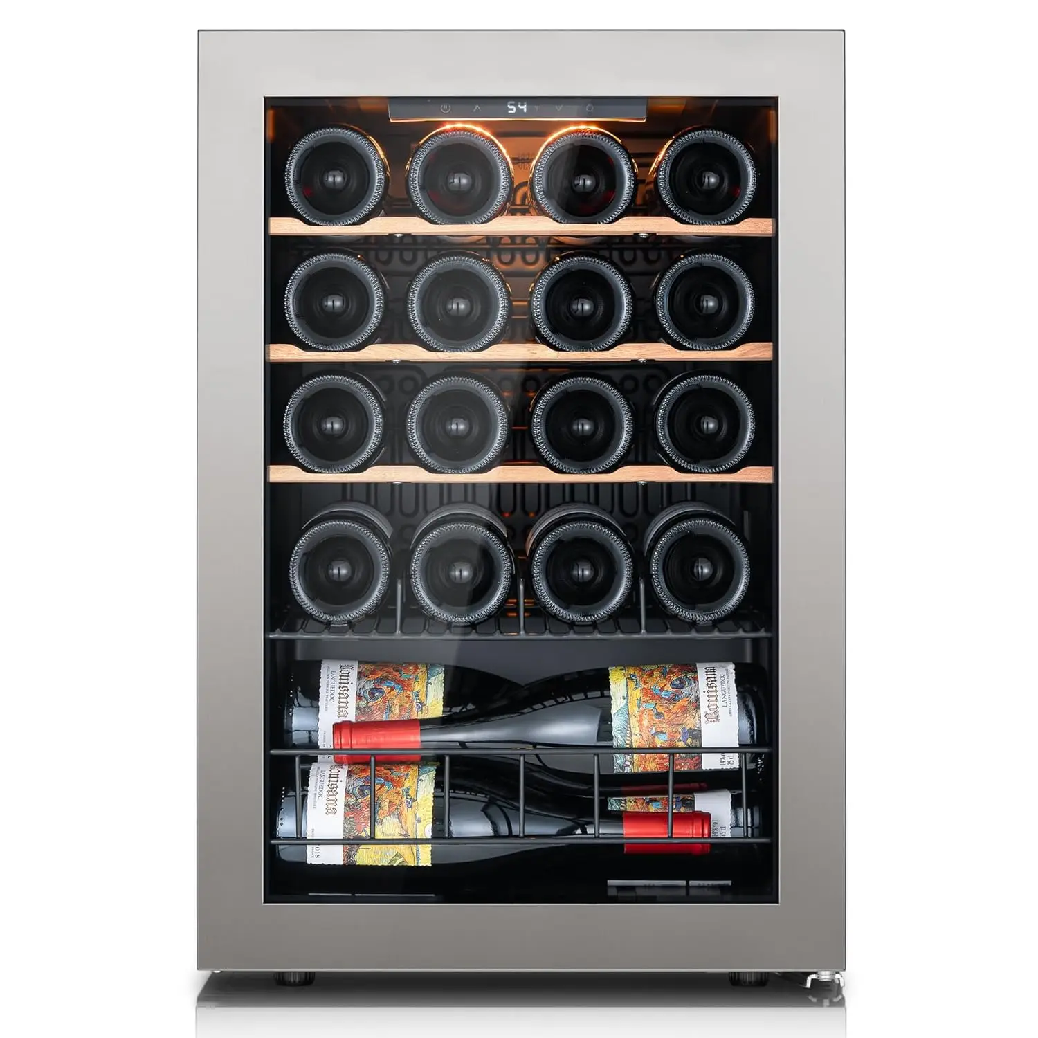 20 Bottle Wine Cooler Refrigerator with LED Light