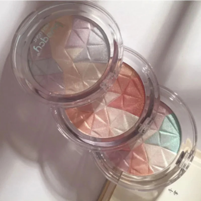 Polvo resaltador de cristal de colores mezclados, ilumina la piel, corte de piel, polvo tridimensional, sombra de nariz, ilumina la piel, brillo