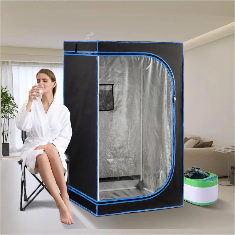 Full Size Portable Steam Sauna Kit Personal Full Body Home Spa for Detox Relaxation, 4 Liters 1600W Steamer