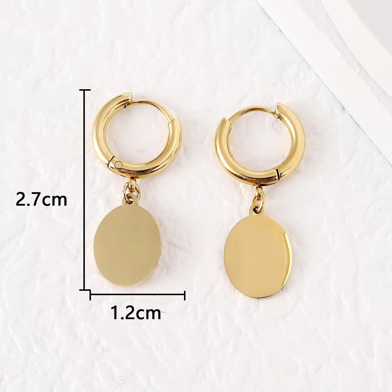 CARLIDANA Stylish Chic 14k Gold Plated Stainless Steel North Star Coin Compass Dangle Hoop Earrings for Ladies Women Jewelry
