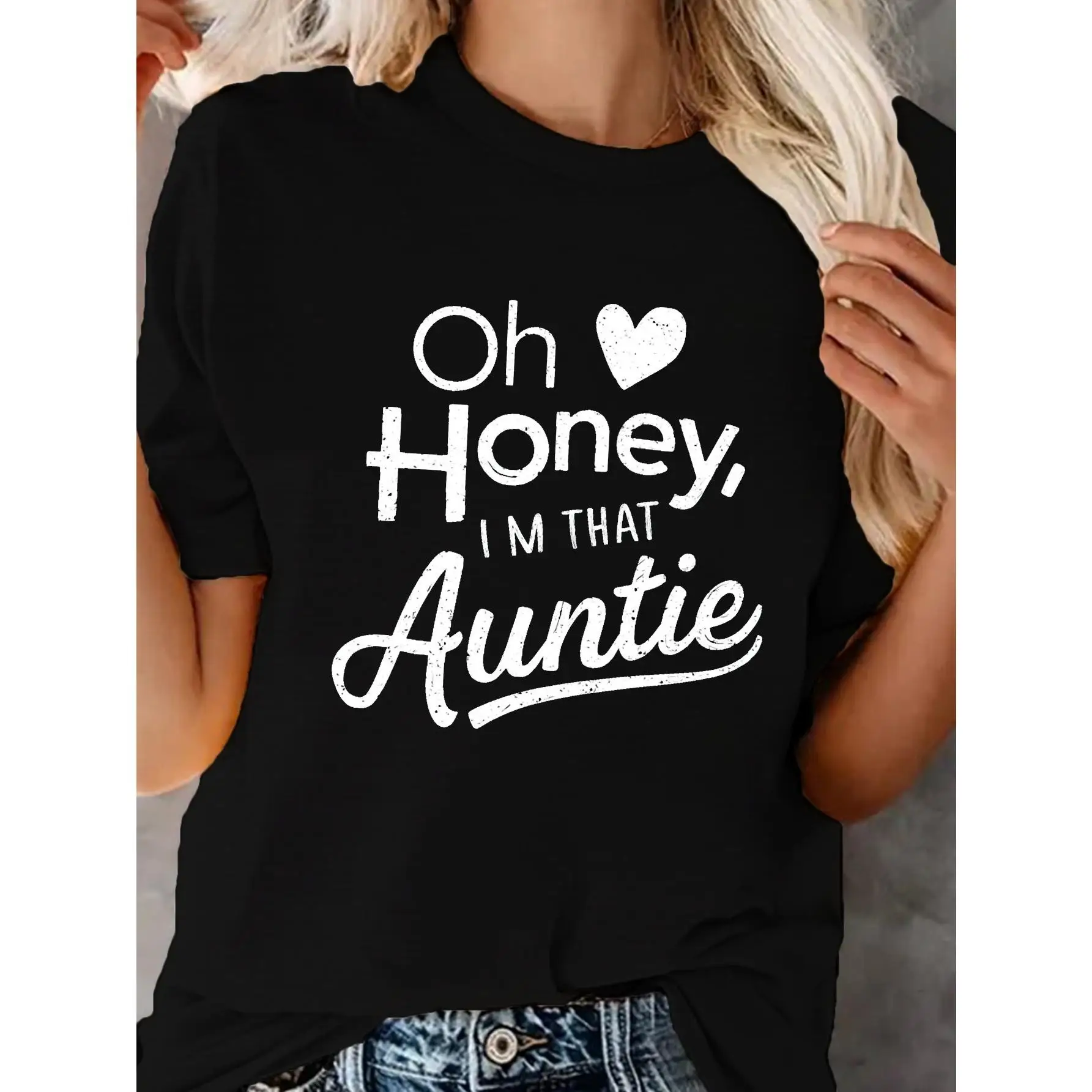 

fashion printed women's T-shirt, 100% cotton women's T-shirt, care about your health Oh, dear, I am the aunt printed T-shirt