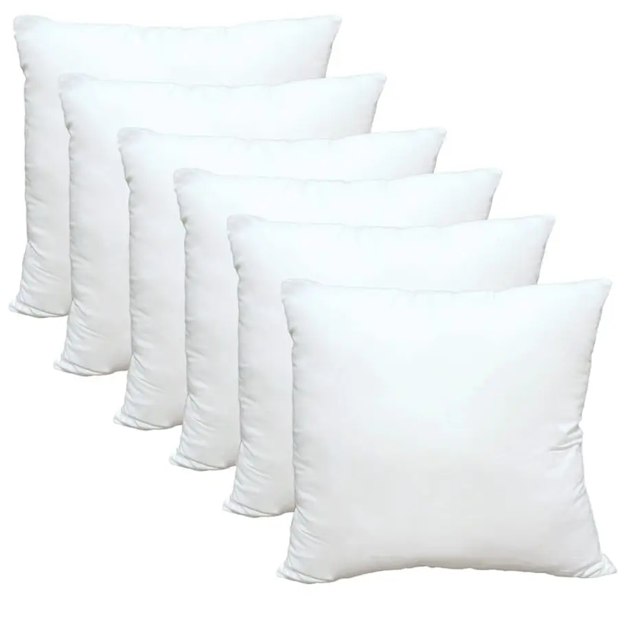 

Throw Pillow Inserts, Pack of 6, 18 x 18 inches Hypoallergenic Ultra Soft White Polyester Microfiber Durable Couch Cushion Fille