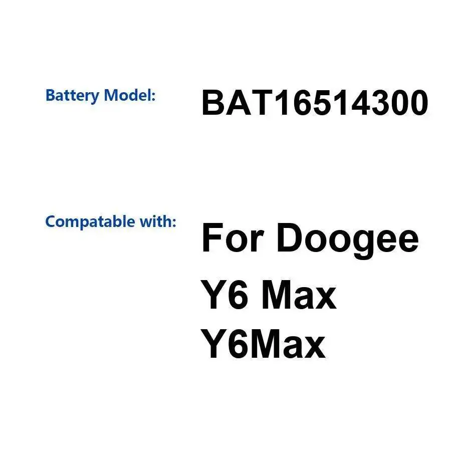 

Надежный источник питания BAT16514300 4300 мАч, аккумулятор для мобильного телефона Doogee Y6 Max
