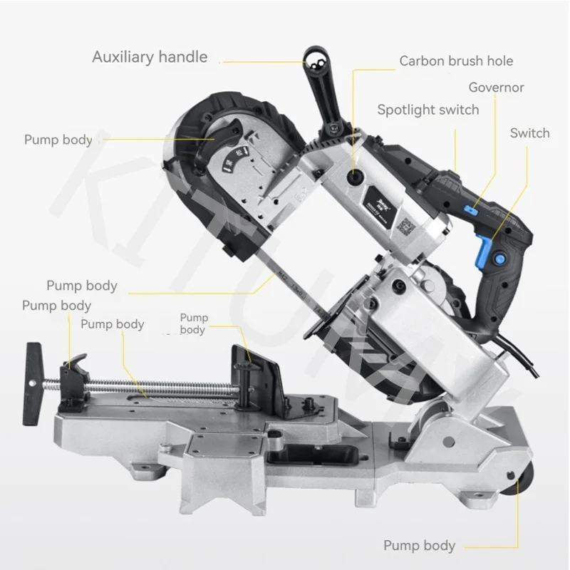 1100W Multifunctional Band Saw Machine Small Horizontal Metal Stainless Steel Aluminum Cutting Machine High Precision 45° Saw Ma