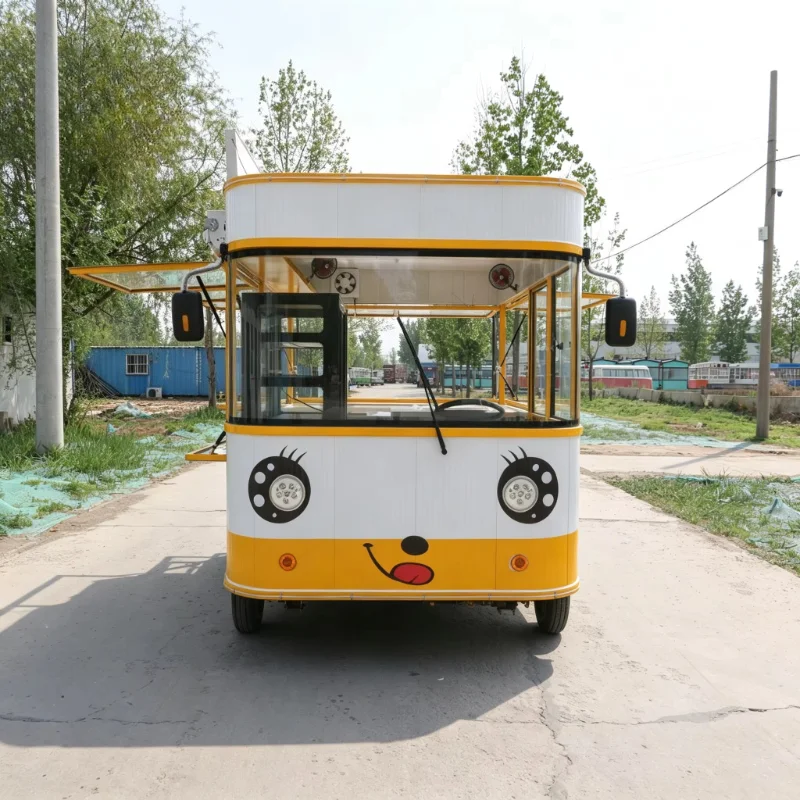 Custom Stainless Steel Commercial Catering Mobile Restaurant Shawarma BBQ Fast Food Trailers Fully Equipped Four-Wheel Rust