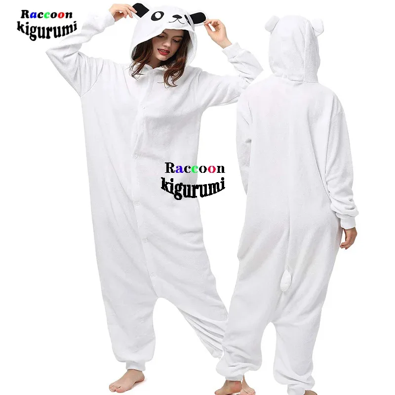 

Animal Polar Bear Women Onesies Adults Cosplay Costume Halloween Carnival One-Piece Pyjamas Home Romper Men Raccoon Kigurumi