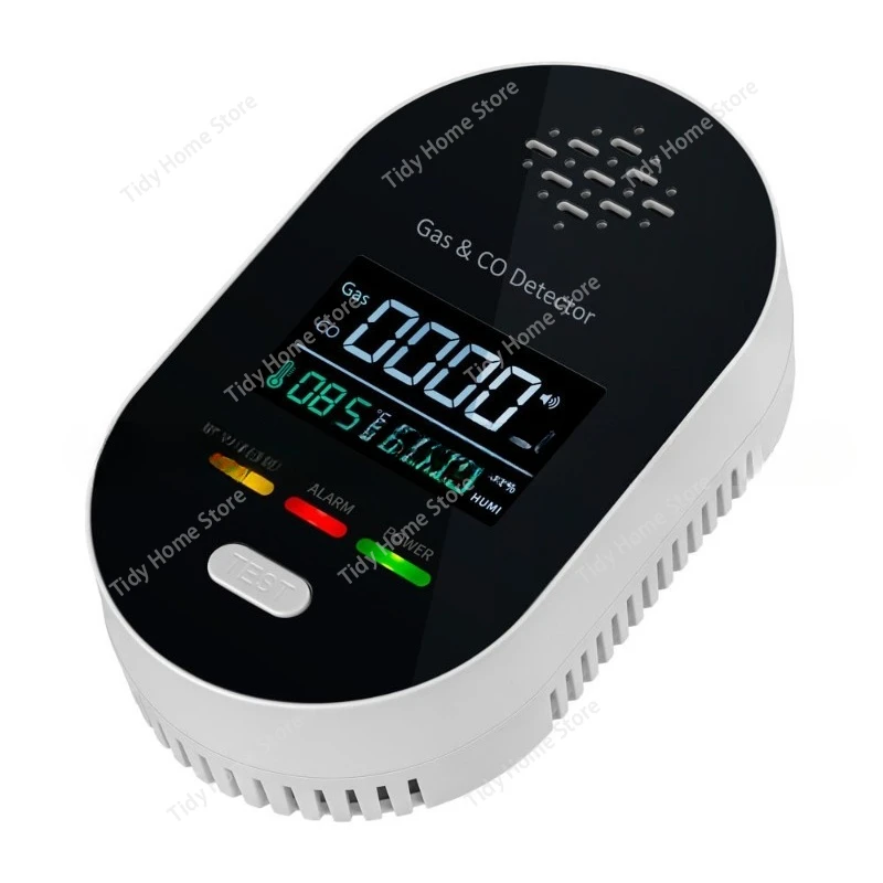 

Four-in-one gas carbon monoxide temperature and humidity alarm wall plug LCD screen display