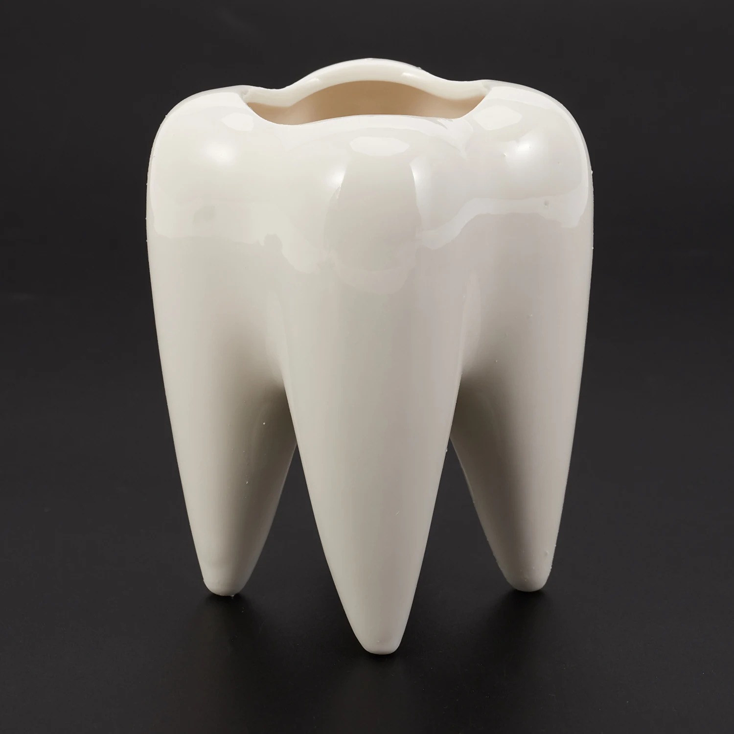 Tooth Shape White Ceramic Flower Pot Modern Design Planter Teeth Model Mini Desktop Pot Creative Gift(without plants)