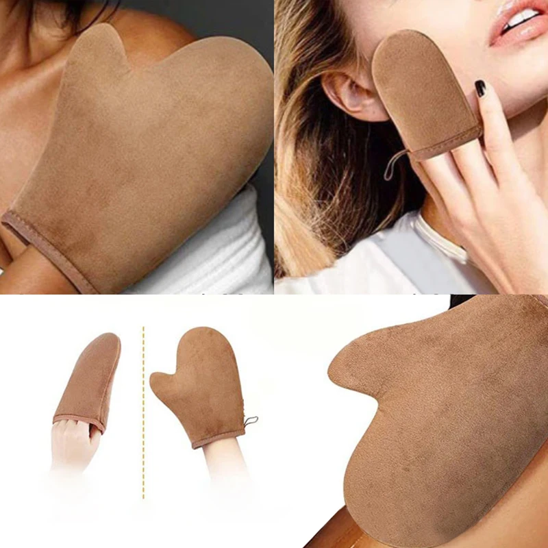 Body Lotion Glove Self-Tanning Mitt Double-Sided Prevents Sticky Hands Applicator Quick Dry Flocking Glove Makeup Applicator