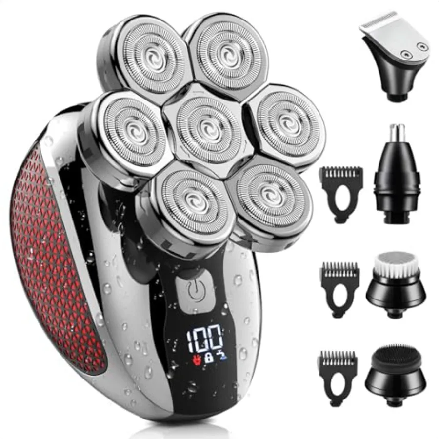 

7D Head Shavers for Bald Men 5 in 1 Electric Head Shavers for Men Rechargeable Waterproof Cordl Bald Head Shaver with LED Displ