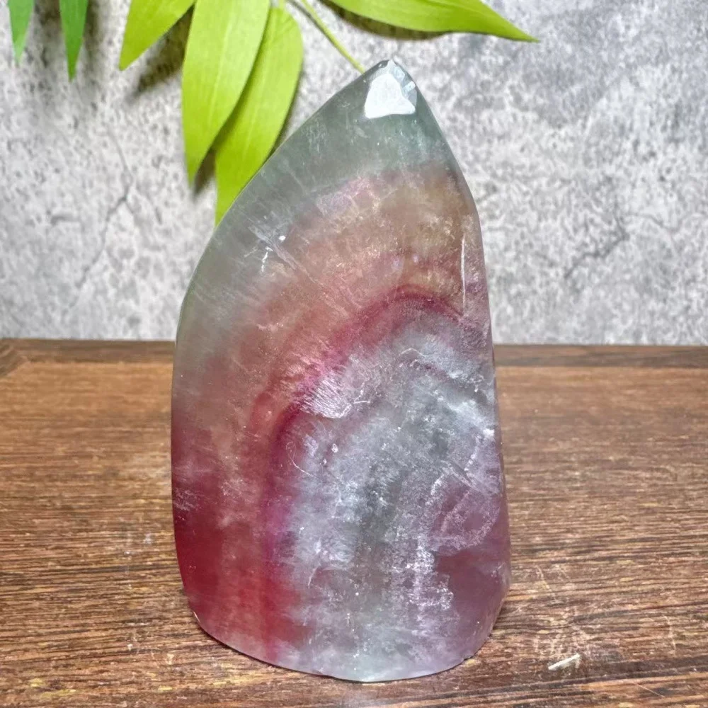 Natural Crystal Candy Fluorite Freeform with Colorful Silk Ribbon High-Quality Healing Reiki Ornament Home Decor Gift