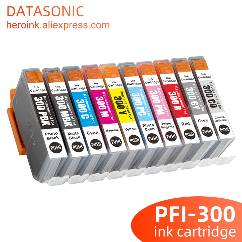 1Set PFI300 PFI-300 PFI 300 Premium Compatible Color Inkjet Ink Cartridge for Canon imagePROGRAF PRO-300 Printer 10 Colors