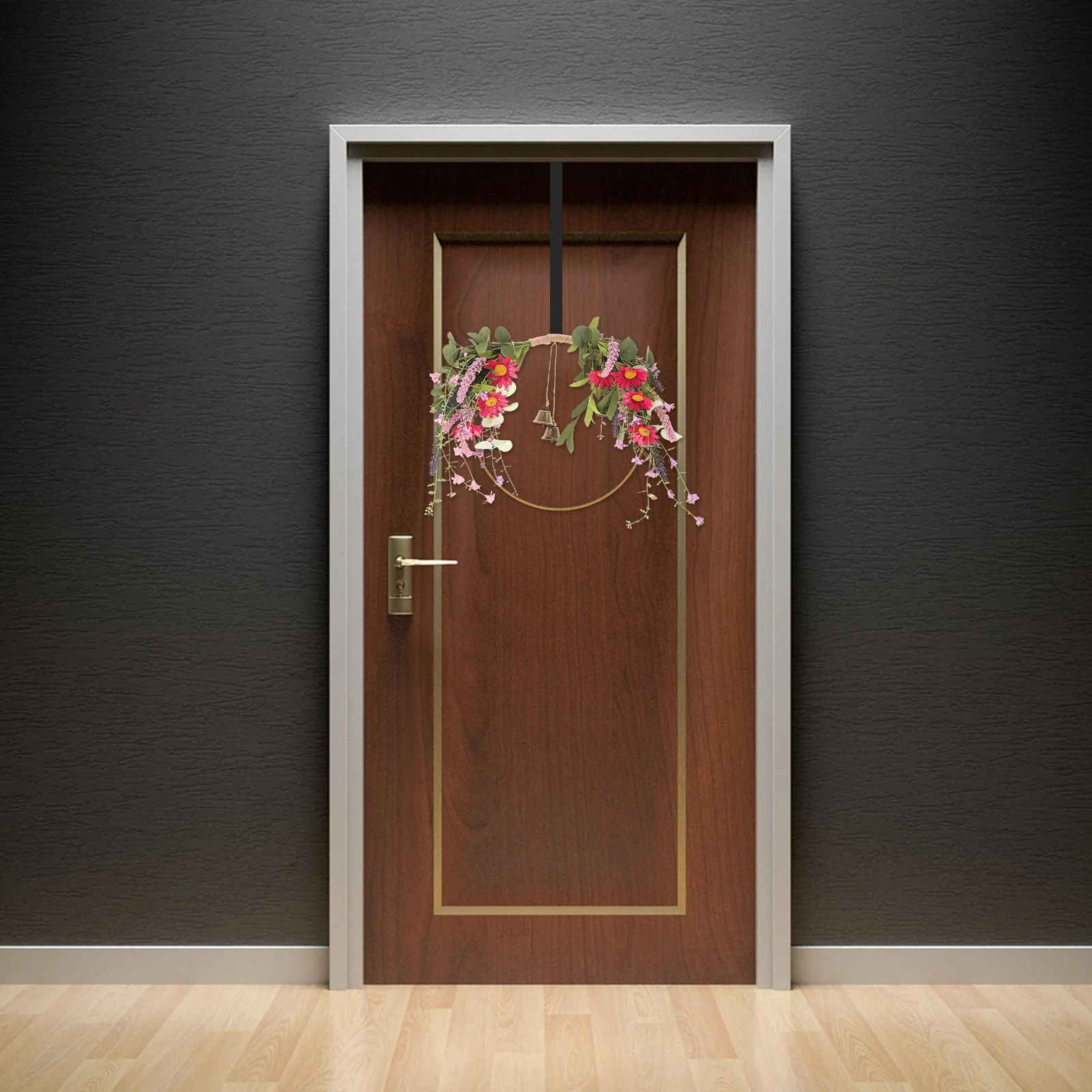 

Artificial Daisy Lavender Floral Wreath Iron Frame Home Wall Wedding Front Door Decor Wreath Flower Garland Decorations