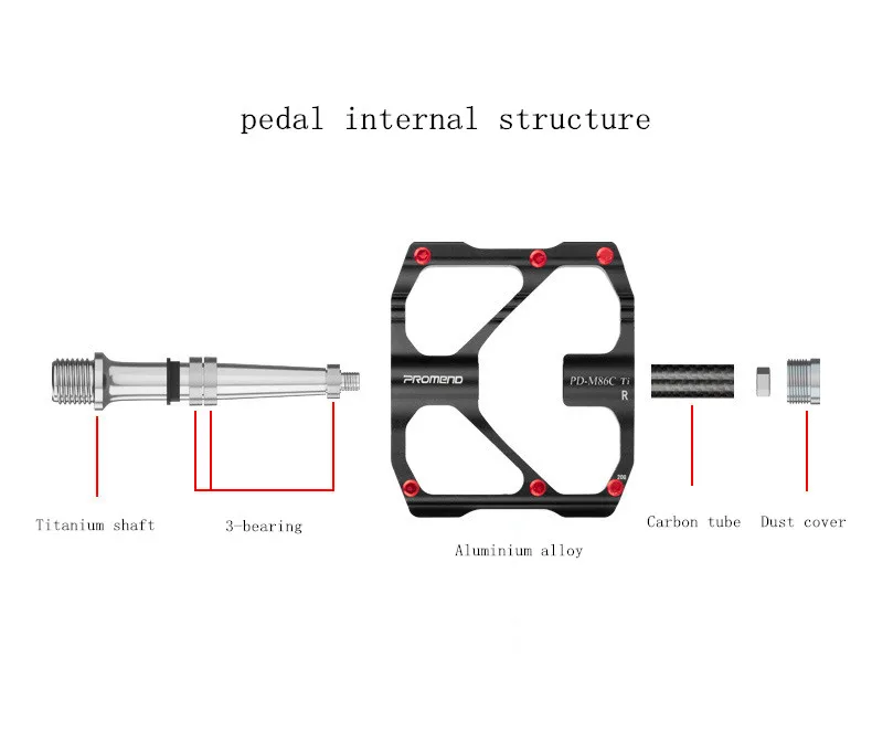 Ultralight Titanium Shaft Mountain Bike Pedal CNC Aluminum Alloy Carbon Tube 3 Bearing Flat Wide Non-slip Road Bicycle Pedal