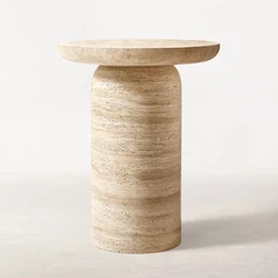 Nordic Modern Nature Travertine Block Home Deco Round Coffee Side Table Furniture