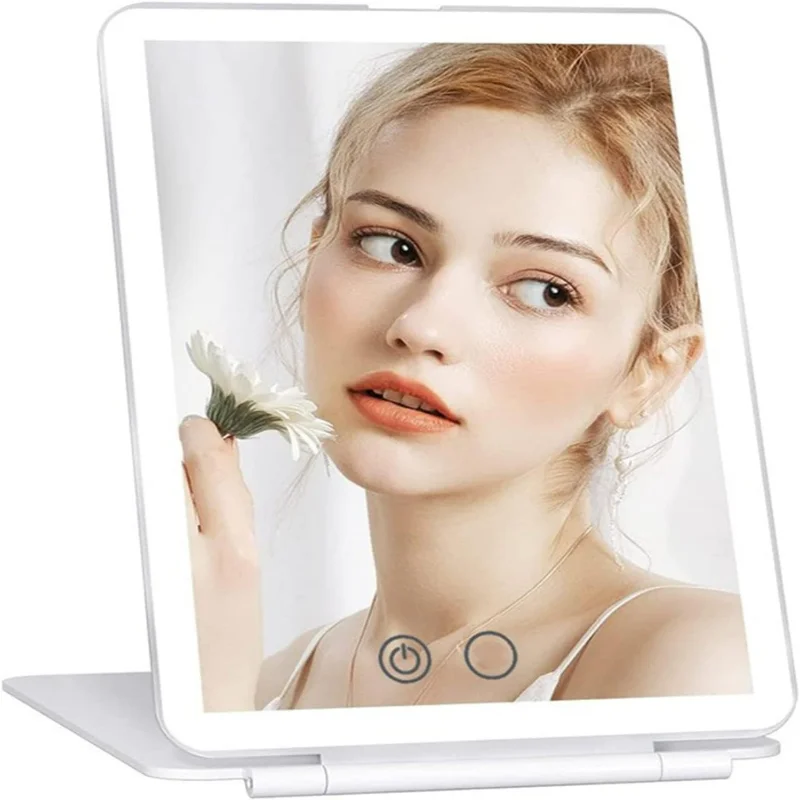 

Portable Rechargeable Makeup Mirror with 72 LED Lights - Dimmable Touch Screen Vanity Mirror for Beauty on the Go