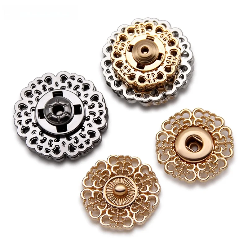 

Hand Sewn Metal Button Invisible Cross k Button Windbreaker Anti-Light Walking Large Coat Button Plum Blossom Sle