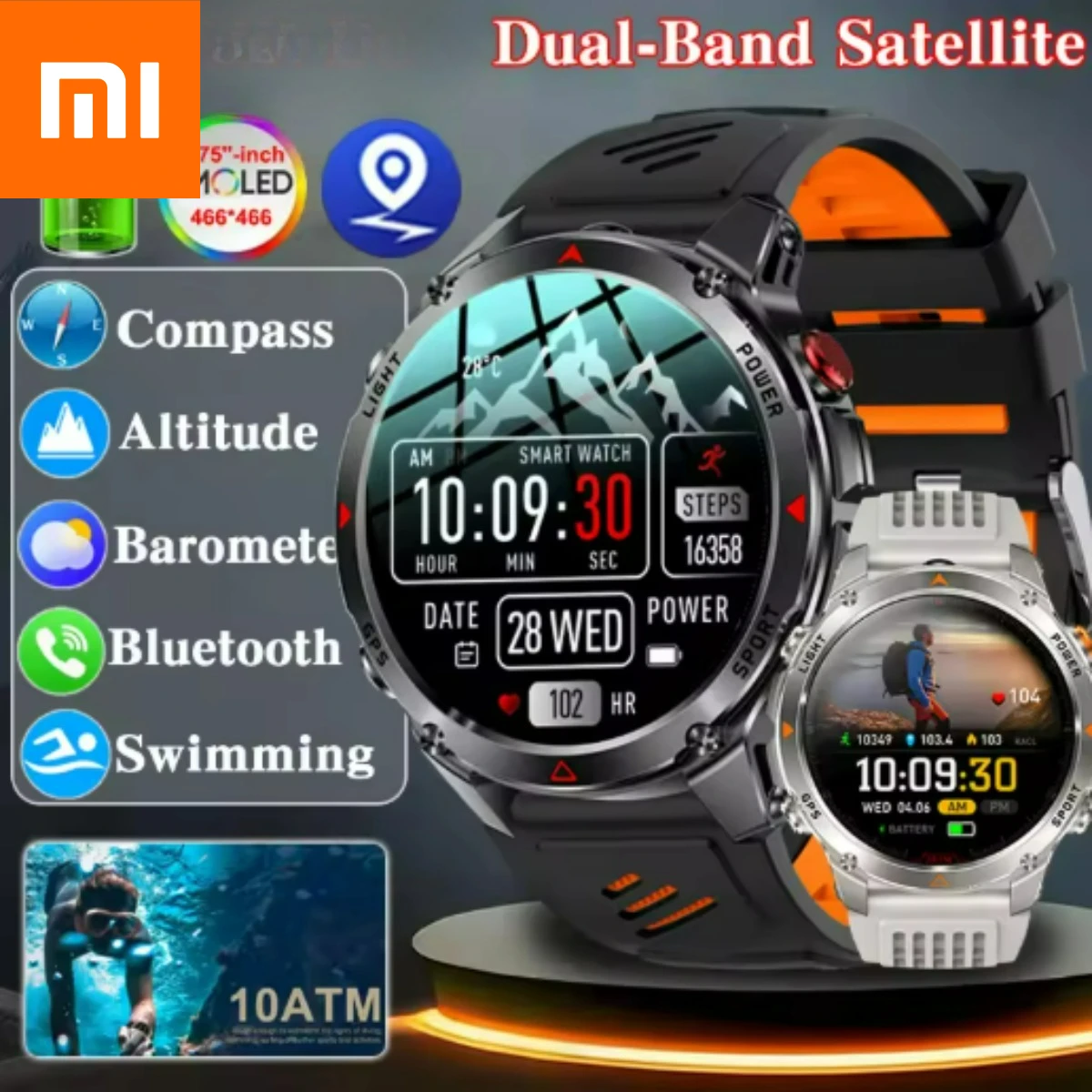 

Xiaomi T-REX3 Men Outdoor Sports SmartWatch Military quality HD Screen Display Heart Rate BT Call 10ATM Waterproof Bracelet