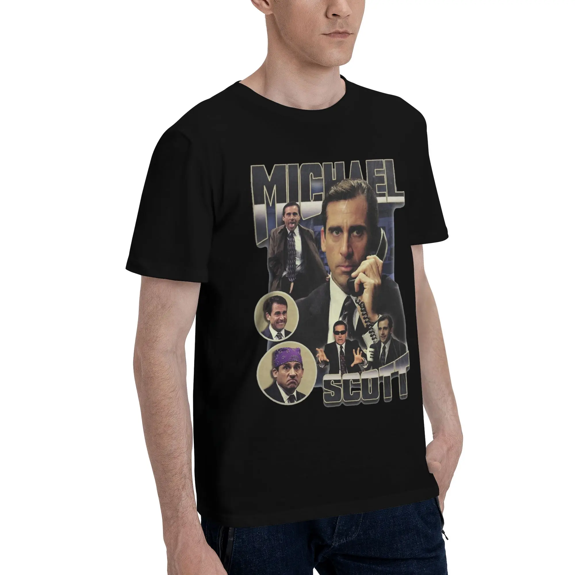 Michael Scott Bootleg Design T Shirt Men's  Pure Cotton Fashion for Male T-Shirt Round Neck The Office Tee Shirt Short Sleeve
