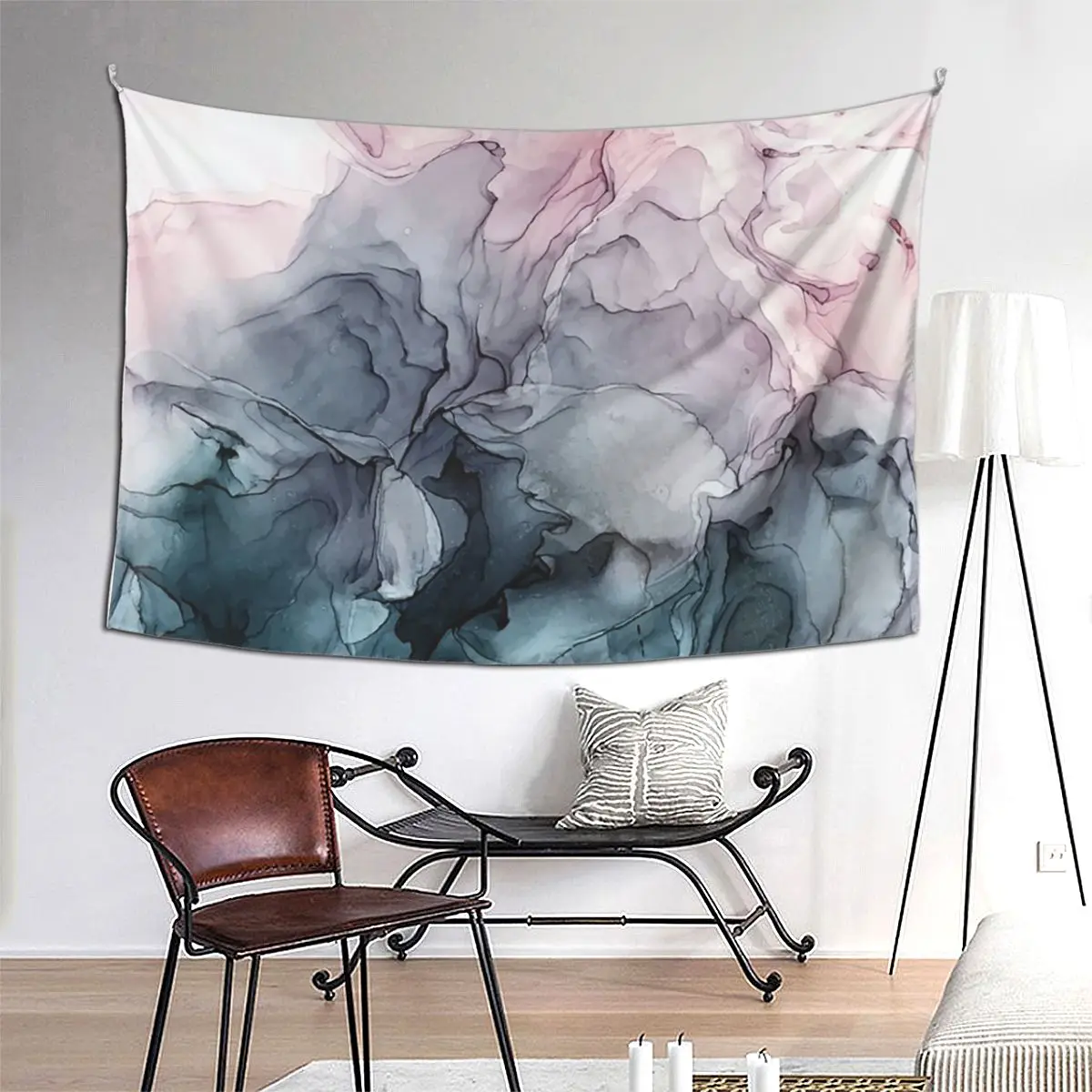 لوحة تجريدية متدفقة باللون الرمادي من أحمر الخدود وباين، نسيج هيبي للتعليق على الحائط، ديكور منزلي جمالي، مفروشات لغرفة المعيشة #2