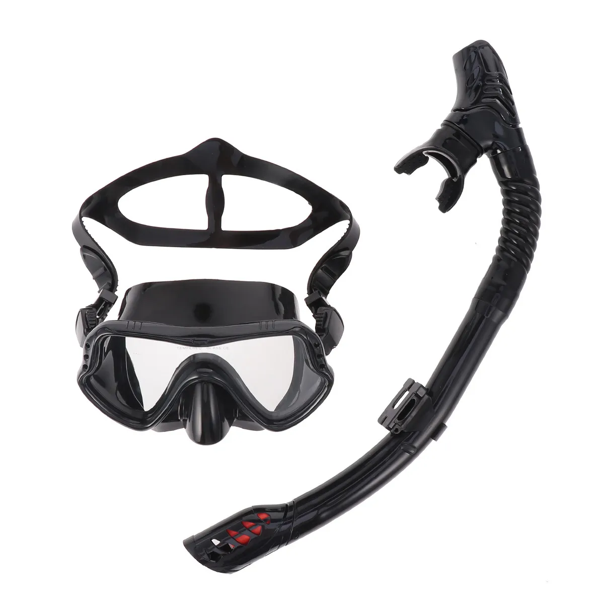 

1Set Silicone Snorkeling Mask Kit Black Sturdy Buckle Silicone Snorkel Mask Full Face for Diving Snorkeling Swimming