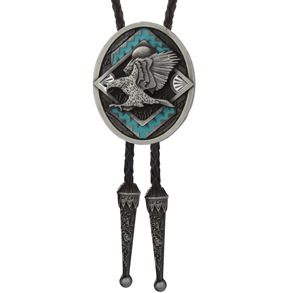 Cheapify Dropshipping Western Cowboy Cowgirl Eagle Bolo Tie High Quanlity Colorful Rhinestone Corbatas Para Hombre Necktie