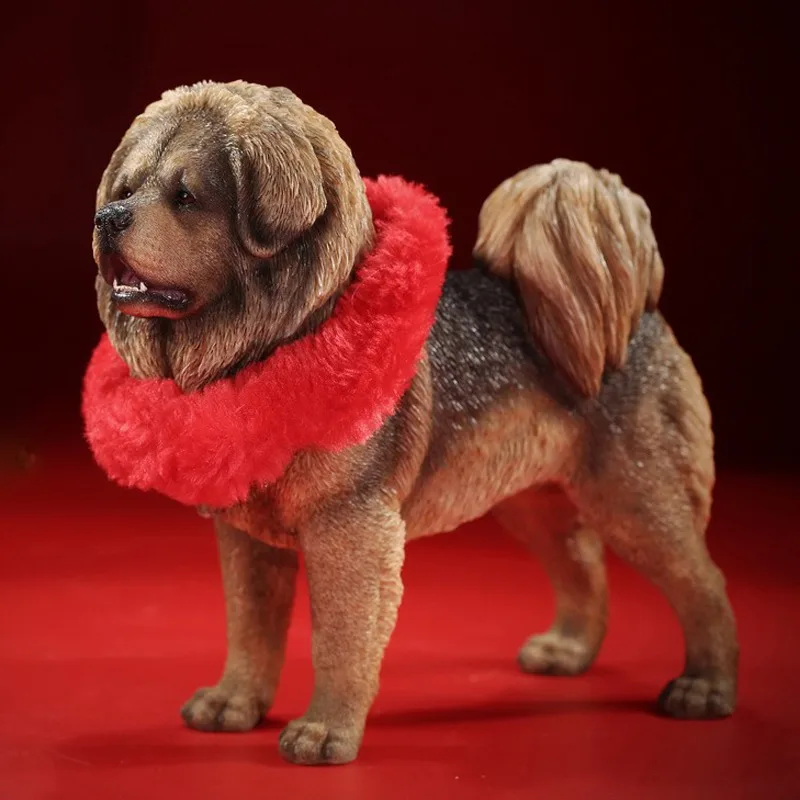 JXK Figurka psa z żywicy w skali 1/6, model tybetańskiego mastifa, symulacja zwierzęcia, do figurek akcji 12-calowych, dekoracja lalki.