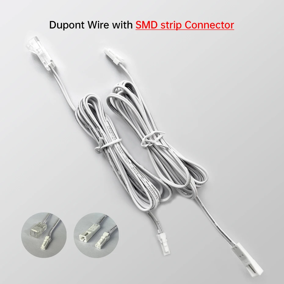 

1/3/5Pcs 2pin 8mm 10mm Quick Connectors to 2m Dupont Wire Cable Connector for 12V 24V SMD LED Strip Extension Wire Terminal 2M
