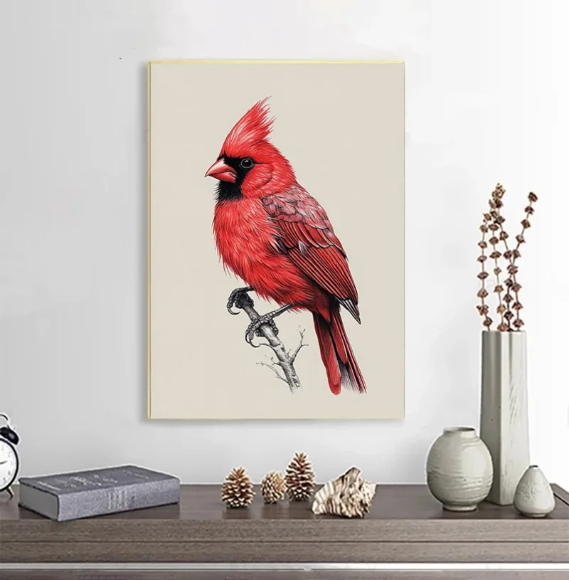 Purple Finch Eastern Towhee Hummingbird Goldfinch Poster Print, Animal  Bird on A Branch Canvas Painting Wall Art Home Decor