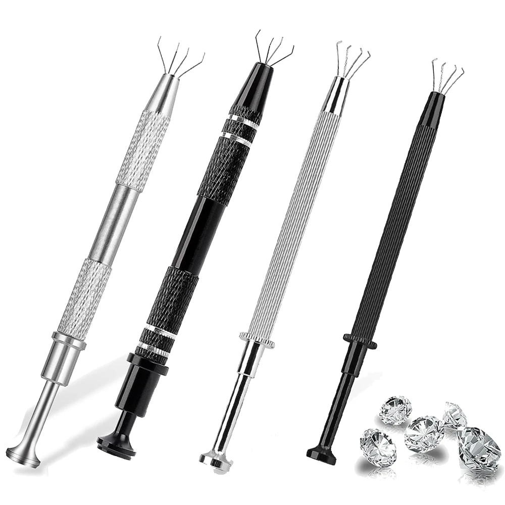2 Pack Jeweler's Pick Up Tool Piercing Ball Grabber Removal Tool with 4 Prongs for Tiny Objects Ic Chips Electronic Components