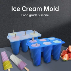 Homemade Ice Cream Silicone Mold 6-cavity Spiral Ice Cream Popsicle Molds DIY Food Grade Silicone Ice Pop Mould