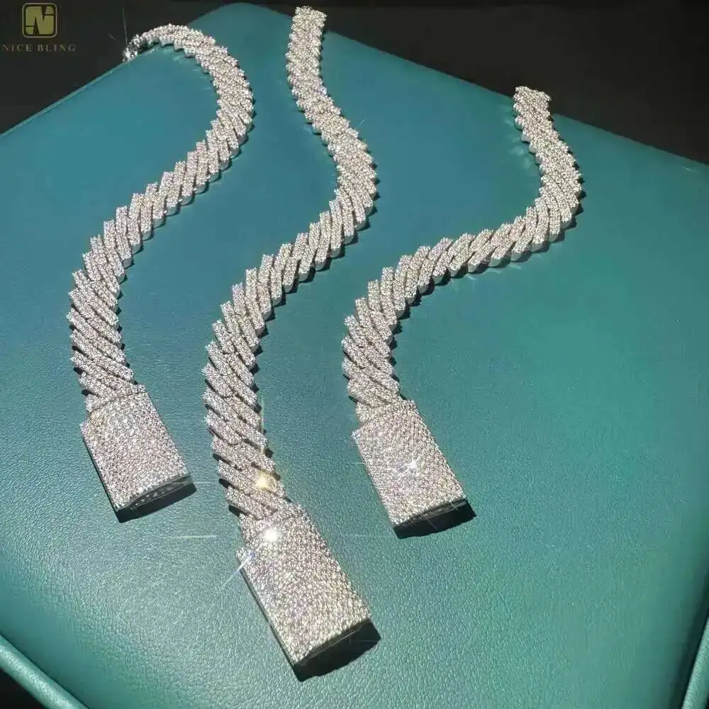 

Hip Hop Iced Out Moissanite Diamond Clasp 10k 12k14k Gold Plated S925 Sterling Silver 10mm Miami Cuban Link Chain