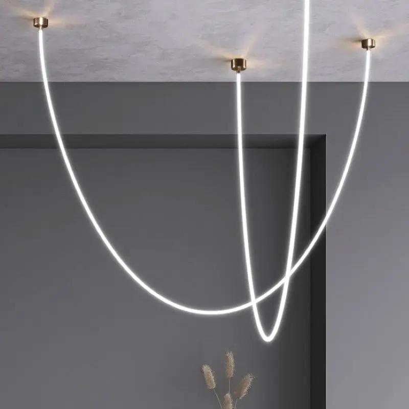 

SANDYHA Lustre Para Sala De Estar Minimalist Line Art Design Chandeliers Led Lamp for Living Dining Room Pendant Lighting Decor