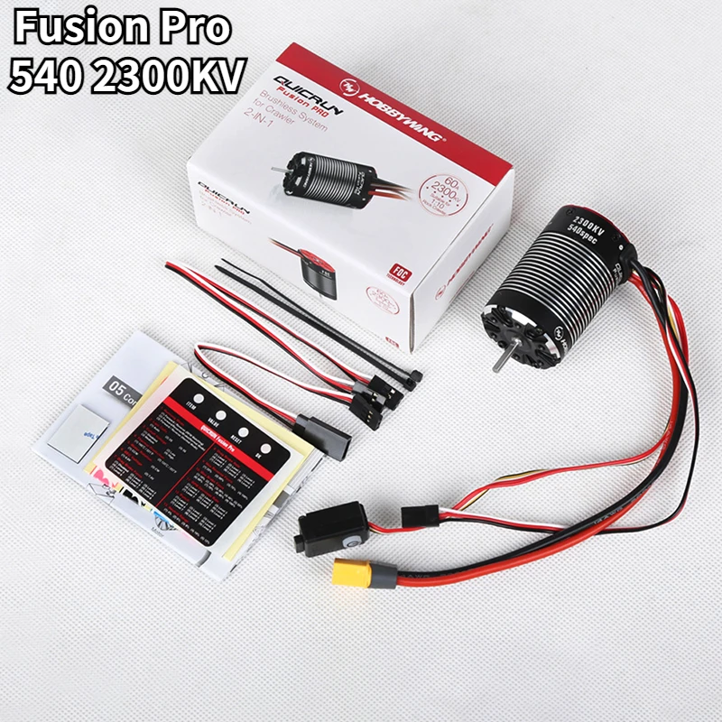 

Бесщеточный сенсорный двигатель HobbyWing quirun Fusion Pro 540 2300KV, встроенный 60A ESC 2 в 1 для радиоуправляемого гусеничного автомобиля 1/10