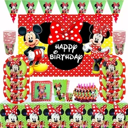 Rosso Minnie Mouse Ragazze Forniture per feste di compleanno Posate usa e getta Piatto di carta Tazze Palloncino Genere Rivela Decorazioni Giocattoli per bambini