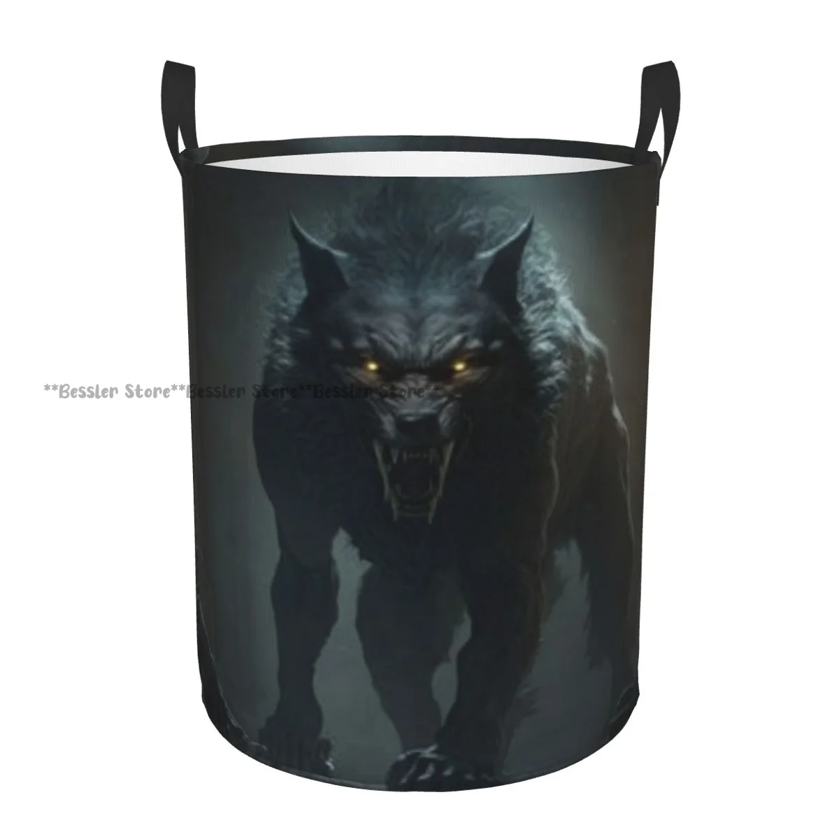 Werewolf Hiding In The Shadows Waterproof Storage Bag Household Dirty Laundry Basket Folding Bucket Clothes Organizer