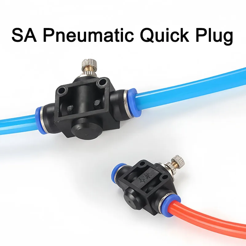 SA Pneumatic Quick Plug Connector SA-4/6/8/10/12 Air Fitting Speed Control Regulator Valves Push In For Air Hose Tube Connector