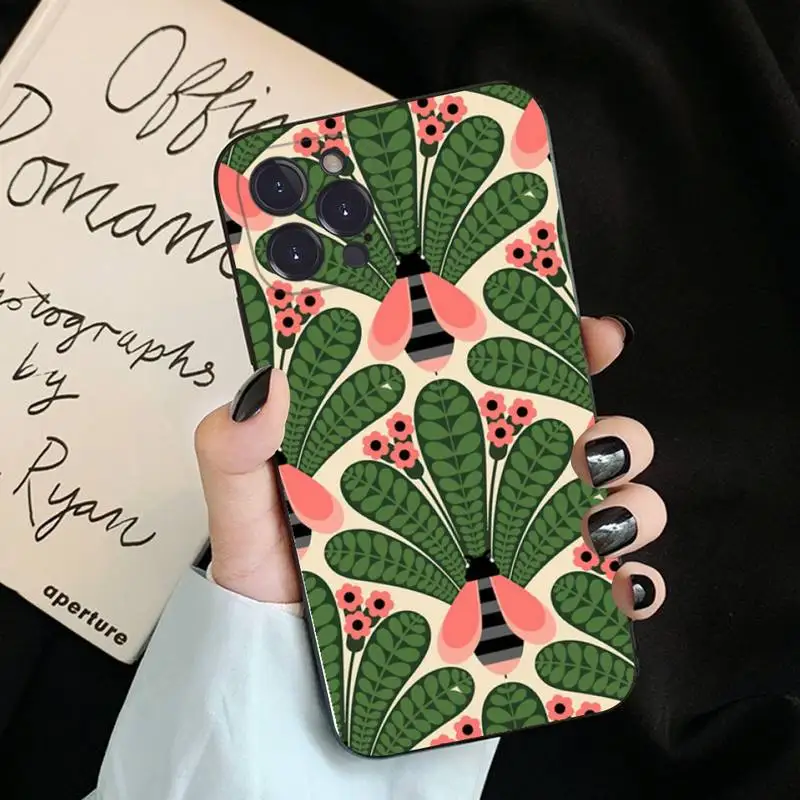 Multi Stem Orla Kiely Folio Phone Case For iPhone 6 7 8 Plus 11 12 13 14 Pro SE 2020 MAX Mini X XS XR Back Funda Cover