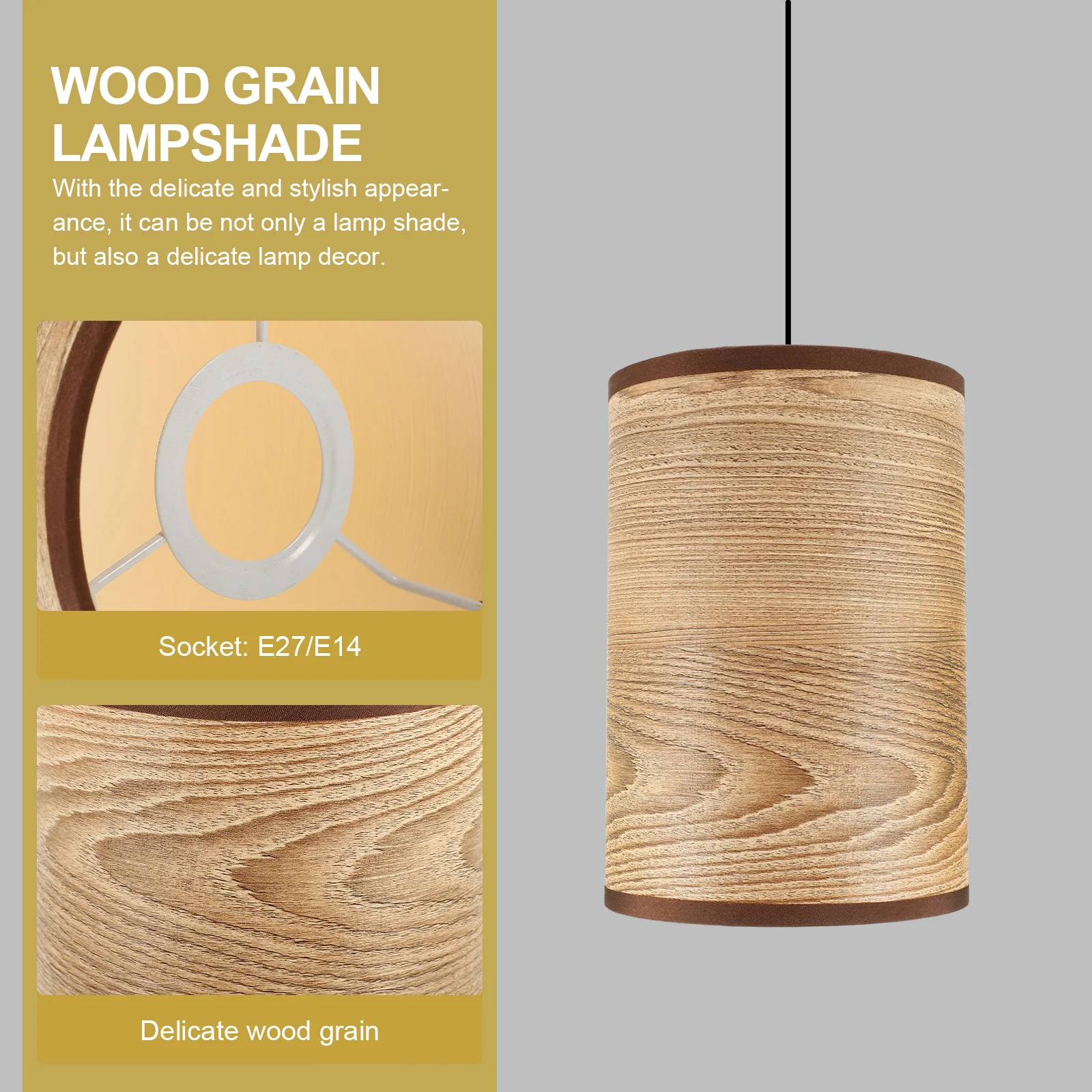 

Wooden Grain Lampshade E27 E14 Decorative Chandelier Ceiling Light Cover Stylish Home Decor Warm Atmosphere Indoor Modern