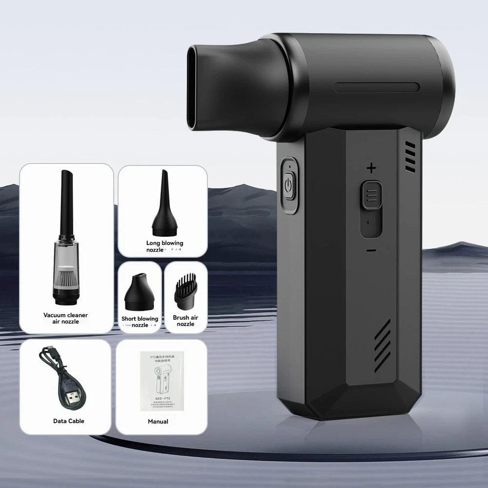 Мини-ручной турбовентилятор 130 К об/мин, чрезвычайный ветер, портативный пылесборник со светодиодной подсветкой для кемпинга, уборки на открытом воздухе
