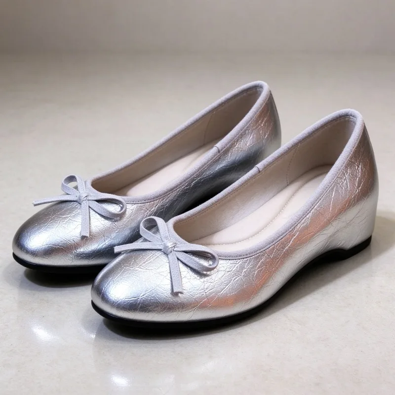High Quality Soft Leather Hollow Wedges Shoes for Women Fashion Bow Detail Mary Jane Shoes Elegant Lightweight Designer Shoes