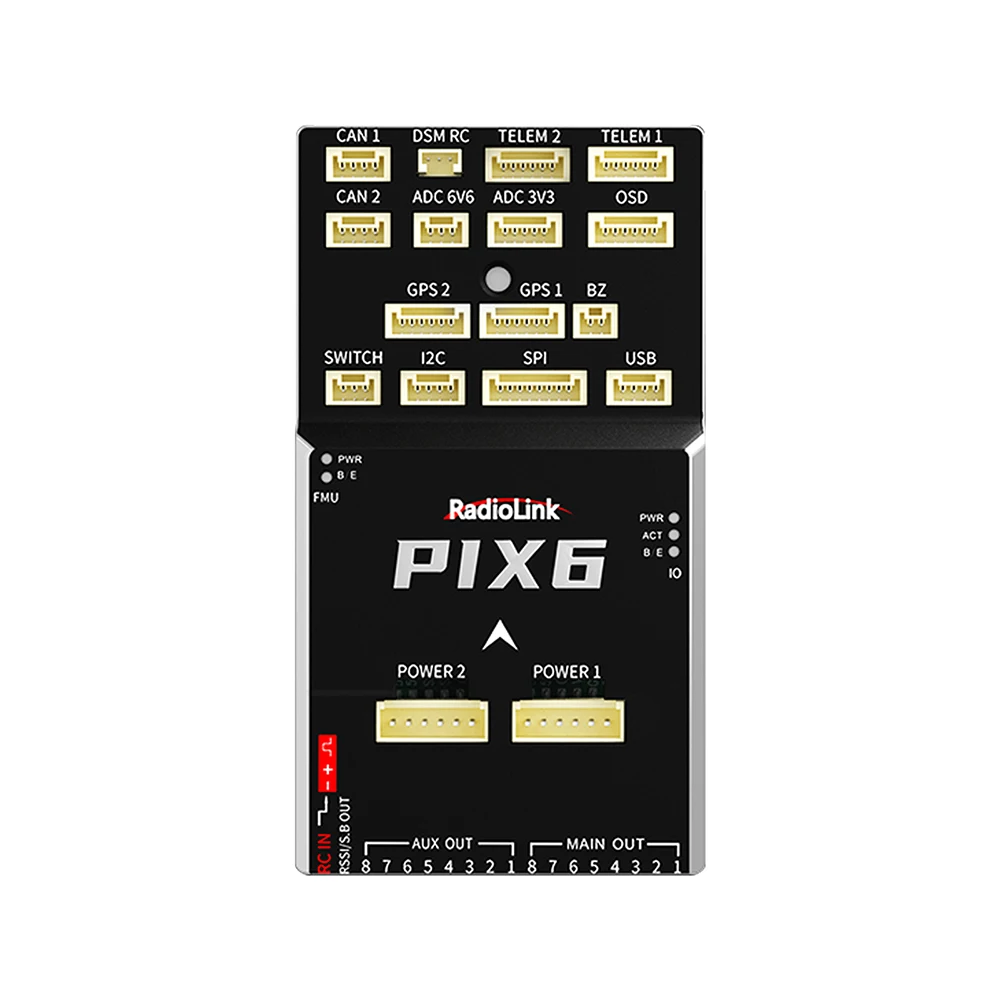 Radiolink PIX6 16CH Control de vuelo BEC integrado 216MHz frecuencia principal para helicóptero aviones de ala fija Drones submarinos Robot