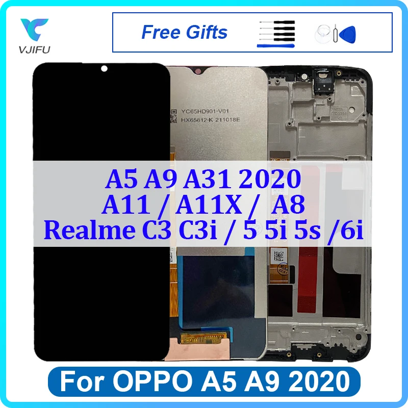 

6,5 "Оригинальный ЖК-дисплей для OPPO A5 A9 2020 A11 A11X A8, сенсорный экран для Realme C3 6i 5 5i Pantalla, дигитайзер в сборе, замена