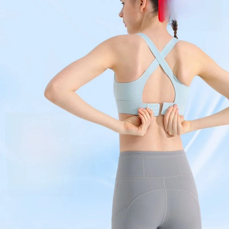 

Large Size Women's One-piece Fixed Cup Sports Bra High Strength Shockproof Fitness Yoga Underwear with Chest Pad