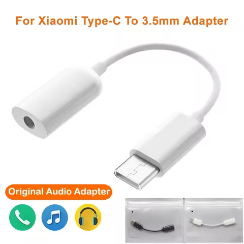 Original For Xiaomi USB Type C To 3.5mm Earphone Audio Adapter Aux Jack Converter Cable For Mi 14 Ultra 13 12T Pro Poco F6 Redmi