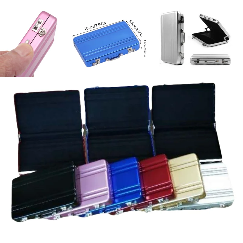 1Pc Aluminum Metal Shell Business ID Credit Card Holder Five Color Optional Mini Cute Suitcase Shape Bank Card Holder Box Case