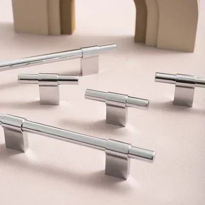 European style/Silver Solid Brass Cabinet Long Handles Furniture Drawer Pulls Drawer T Bar Kitchen Pulls Furniture Hardware