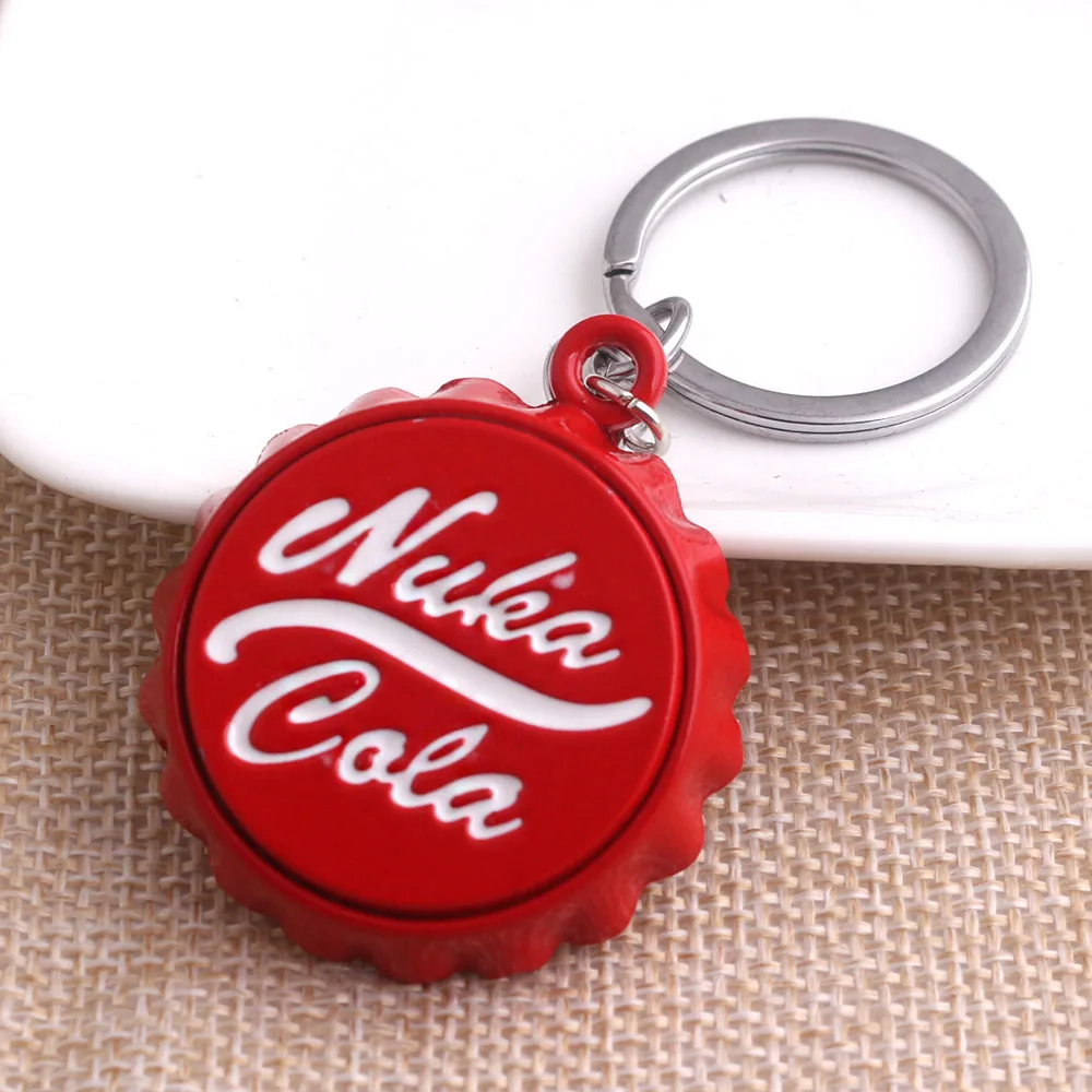 Game series Cola red Keychain personality Car Keyring Bottle Cap Key Chain for Women and Men cuff-link unique Christmas gift