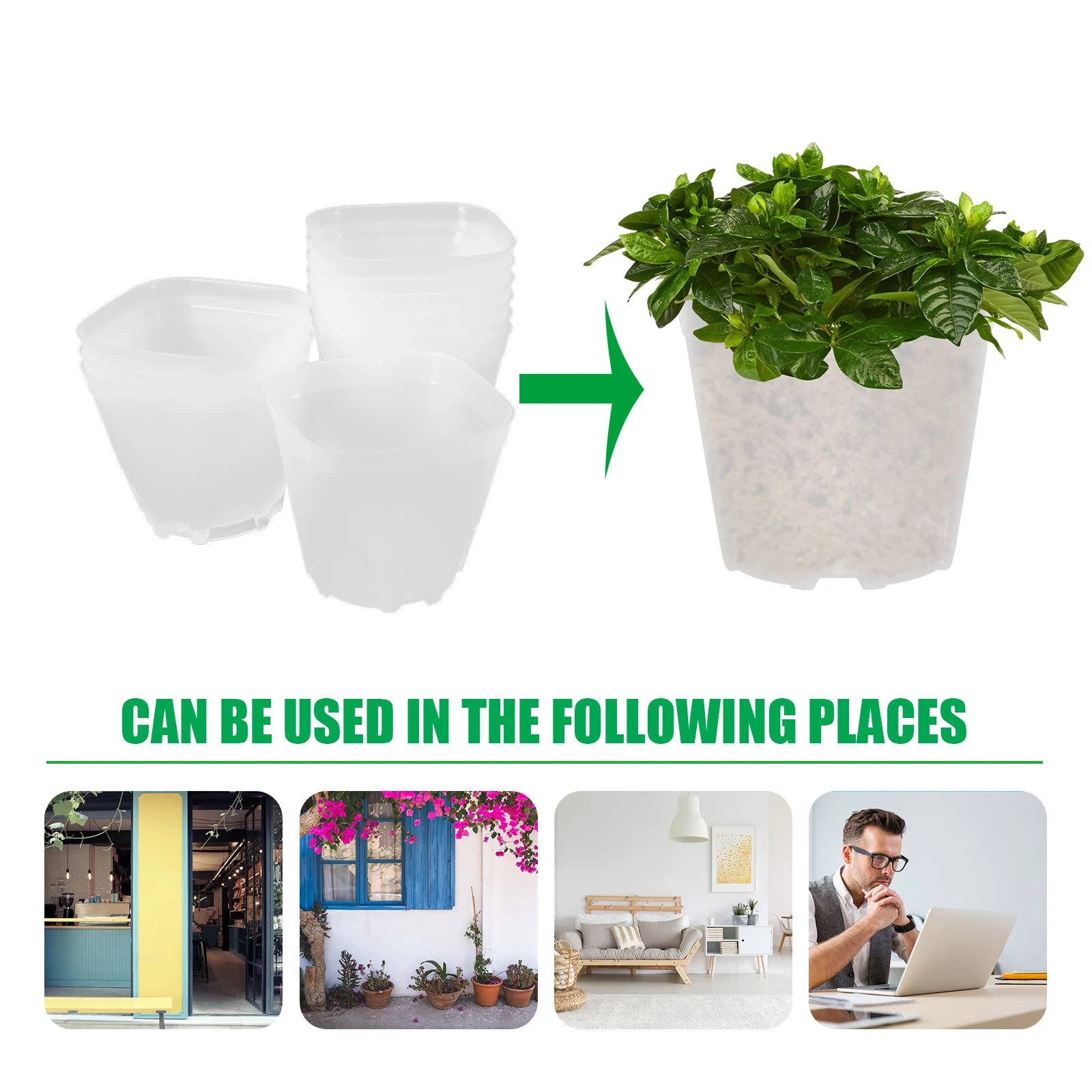 

10pcs Square Aeration Root Control Plant Pots Drainage Holes Durable Plastic Nursery Pots For Succulents Indoor Outdoor Garden