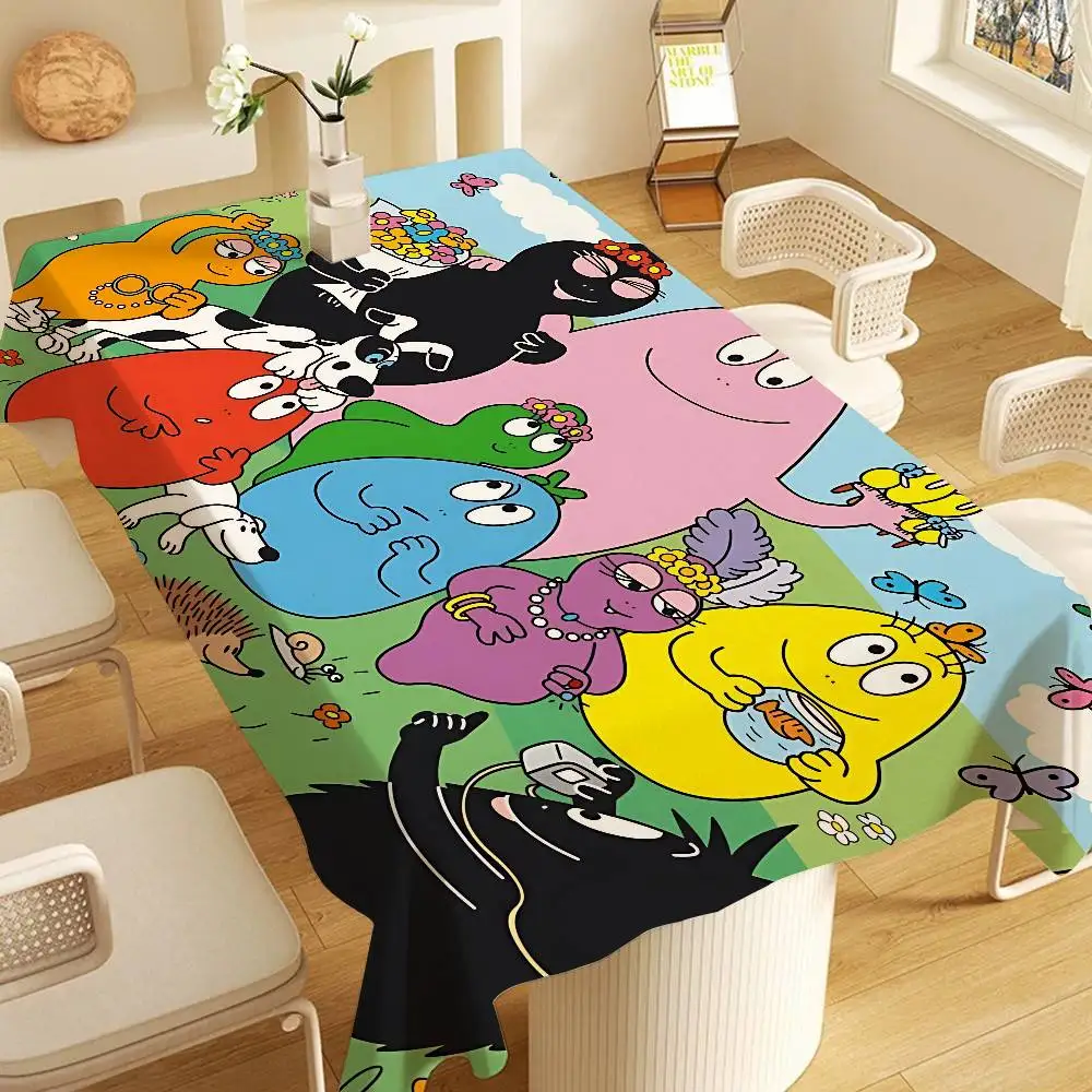 Cute Cartoon Les Barbapapa Tablecloth Themed Indoor Outdoor Picnic Party Tablecover Kitchen Dining Table Wedding Decor